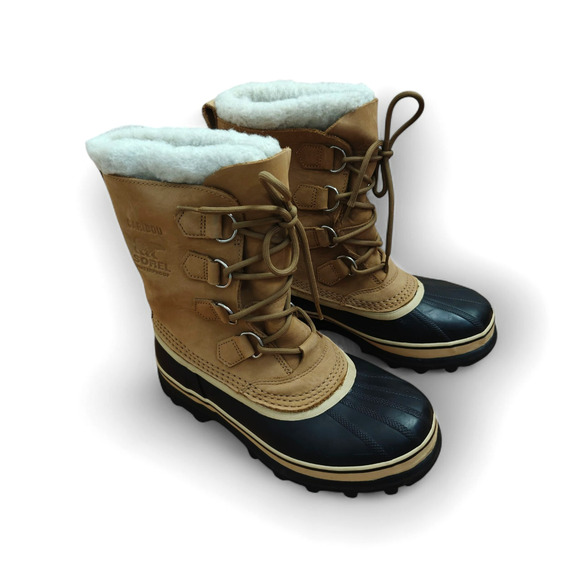 Sorel Caribou Boots Womens 8.5 Winter Black Rubber Leather Snow Lace Up Buff - Picture 1 of 14